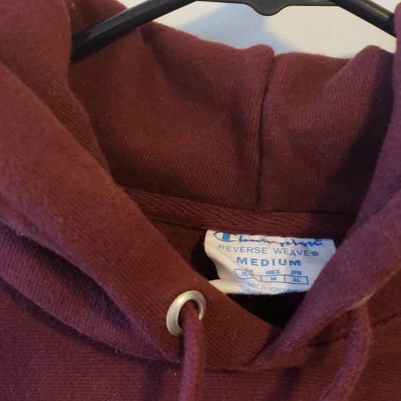 Vintage Champion Reverse Weave hoodie. Men's M. Burgundy. - Picture 3 of 4